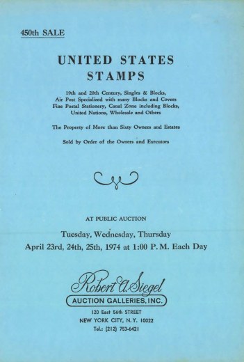 Catalog Cover Sale no. 450 — Siegel Auction Galleries