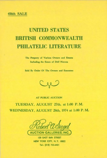 Catalog Cover Sale no. 456 — Siegel Auction Galleries