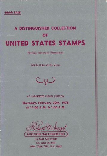 Catalog Cover Sale no. 466 — Siegel Auction Galleries