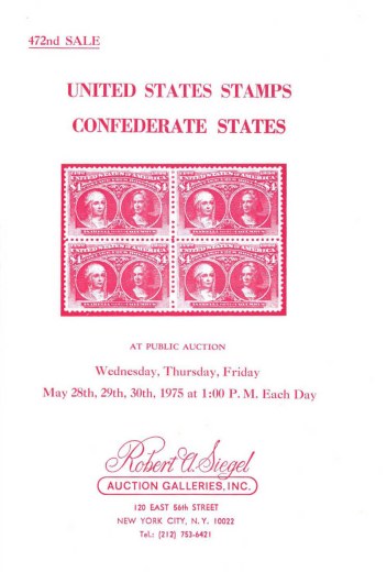Catalog Cover Sale no. 472 — Siegel Auction Galleries