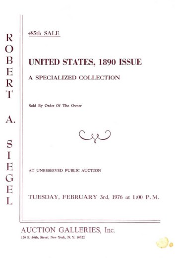 Catalog Cover Sale no. 485 — Siegel Auction Galleries