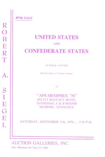 Catalog Cover Sale no. 497 — Siegel Auction Galleries