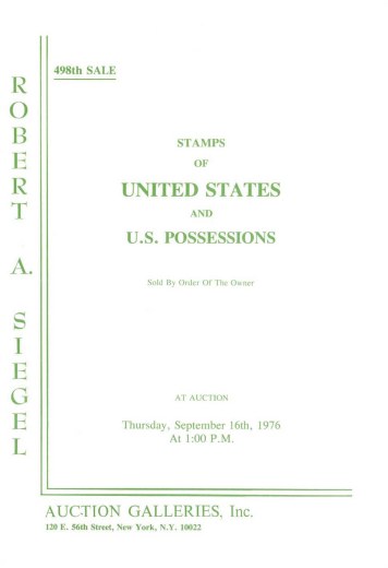 Catalog Cover Sale no. 498 — Siegel Auction Galleries