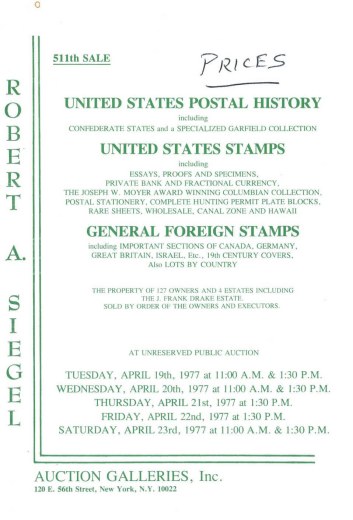 Catalog Cover Sale no. 511 — Siegel Auction Galleries