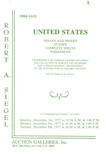 Catalog Cover Sale no. 520 — Siegel Auction Galleries