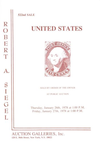 Catalog Cover Sale no. 522 — Siegel Auction Galleries