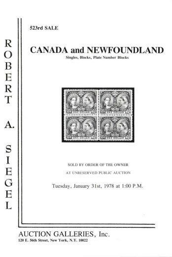 Catalog Cover Sale no. 523 — Siegel Auction Galleries