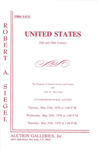 Catalog Cover Sale no. 530 — Siegel Auction Galleries