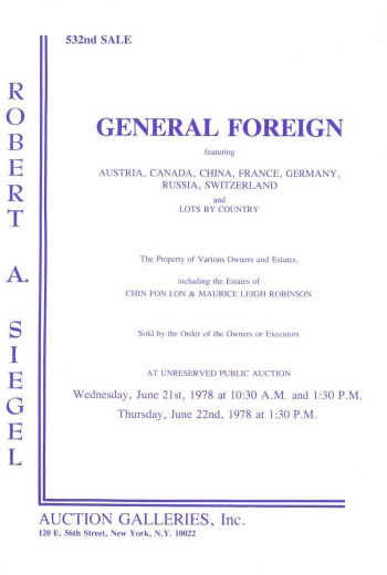 Catalog Cover Sale no. 532 — Siegel Auction Galleries
