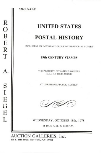 Catalog Cover Sale no. 536 — Siegel Auction Galleries