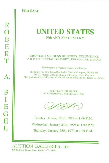 Catalog Cover Sale no. 541 — Siegel Auction Galleries