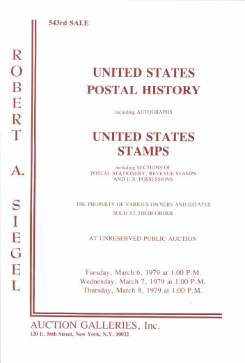 Catalog Cover Sale no. 543 — Siegel Auction Galleries