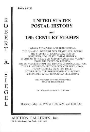Catalog Cover Sale no. 546 — Siegel Auction Galleries