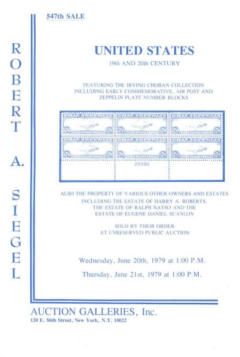 Catalog Cover Sale no. 547 — Siegel Auction Galleries