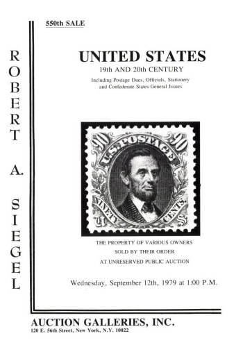 Catalog Cover Sale no. 550 — Siegel Auction Galleries