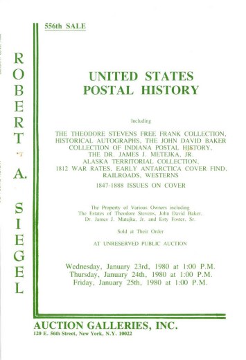 Catalog Cover Sale no. 556 — Siegel Auction Galleries