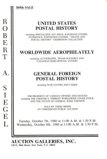 Catalog Cover Sale no. 569 — Siegel Auction Galleries