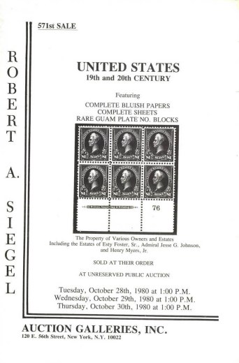 Catalog Cover Sale no. 571 — Siegel Auction Galleries