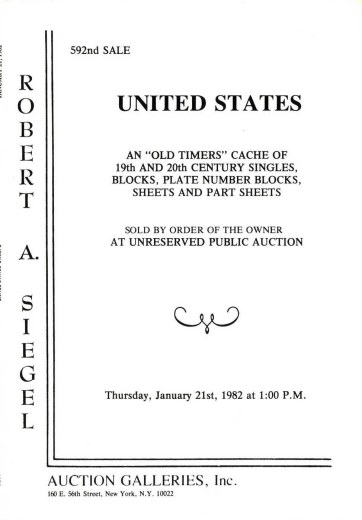 Catalog Cover Sale no. 592 — Siegel Auction Galleries