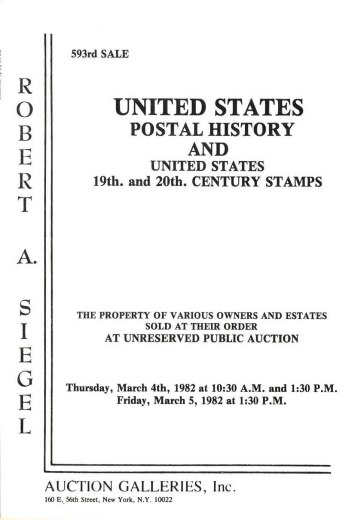 Catalog Cover Sale no. 593 — Siegel Auction Galleries