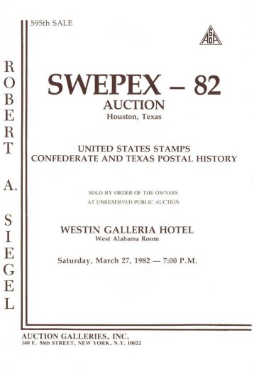 Catalog Cover Sale no. 595 — Siegel Auction Galleries
