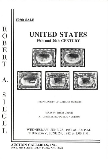 Catalog Cover Sale no. 599 — Siegel Auction Galleries