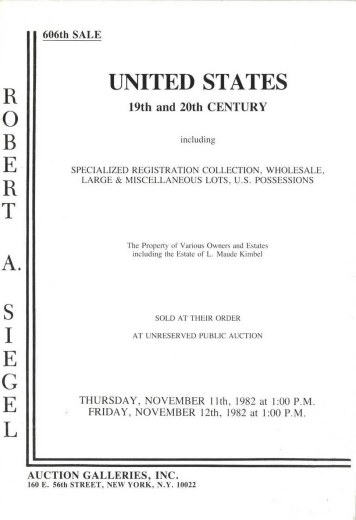 Catalog Cover Sale no. 606 — Siegel Auction Galleries