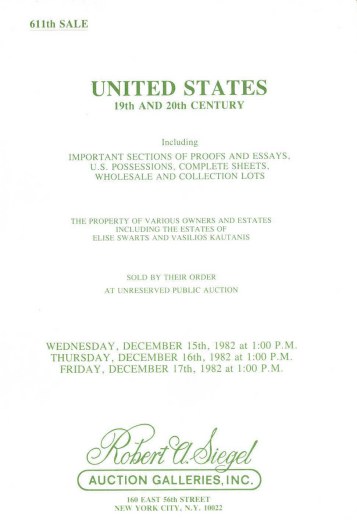 Catalog Cover Sale no. 611 — Siegel Auction Galleries