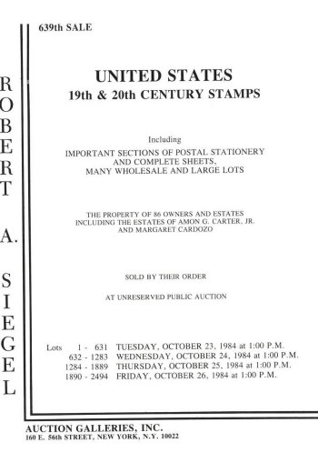 Catalog Cover Sale no. 639 — Siegel Auction Galleries