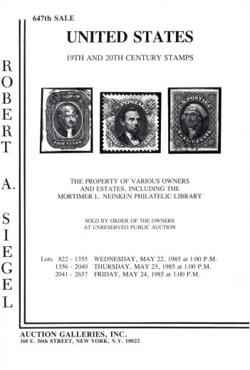 Catalog Cover Sale no. 647 — Siegel Auction Galleries