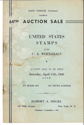 Catalog Cover Sale no. 64 — Siegel Auction Galleries