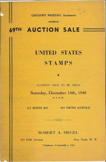 Catalog Cover Sale no. 69 — Siegel Auction Galleries