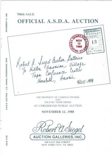 Catalog Cover Sale no. 700 — Siegel Auction Galleries