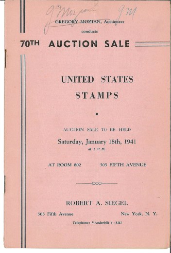Catalog Cover Sale no. 70 — Siegel Auction Galleries