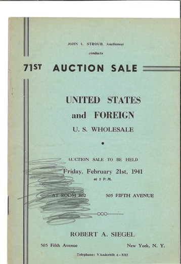 Catalog Cover Sale no. 71 — Siegel Auction Galleries