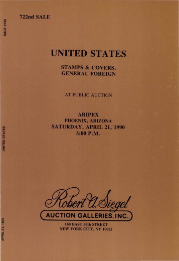 Catalog Cover Sale no. 722 — Siegel Auction Galleries