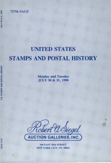 Catalog Cover Sale no. 727 — Siegel Auction Galleries