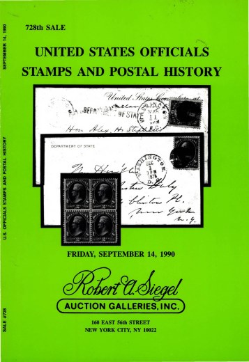Catalog Cover Sale no. 728 — Siegel Auction Galleries