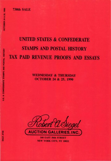 Catalog Cover Sale no. 730 — Siegel Auction Galleries
