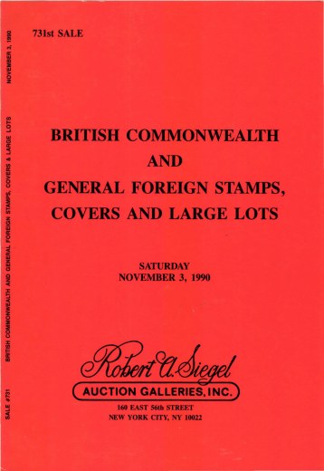 Catalog Cover Sale no. 731 — Siegel Auction Galleries