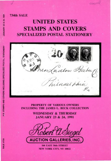 Catalog Cover Sale no. 734 — Siegel Auction Galleries