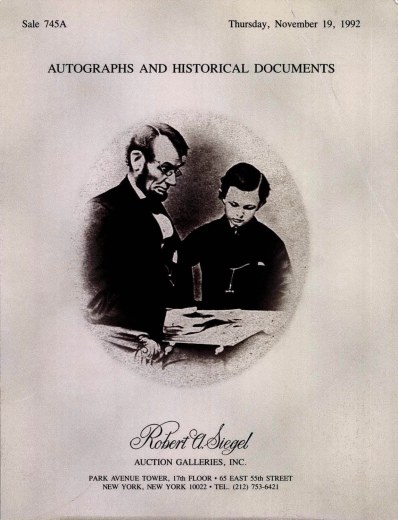 Catalog Cover Sale no. 745A — Siegel Auction Galleries