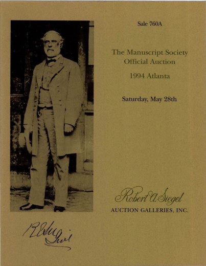 Catalog Cover Sale no. 760A — Siegel Auction Galleries