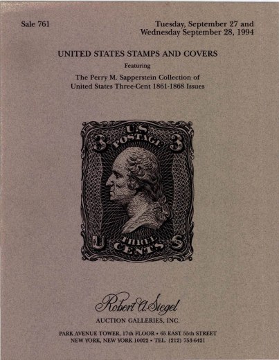Catalog Cover Sale no. 761 — Siegel Auction Galleries