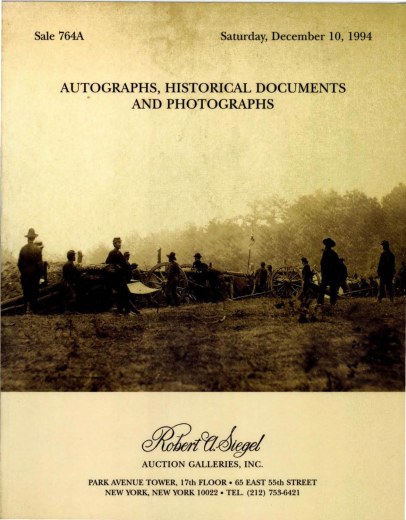 Catalog Cover Sale no. 764A — Siegel Auction Galleries