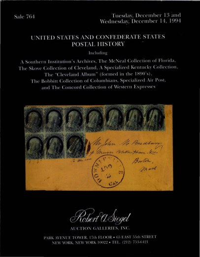 Catalog Cover Sale no. 764 — Siegel Auction Galleries