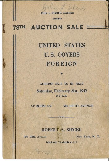 Catalog Cover Sale no. 78 — Siegel Auction Galleries