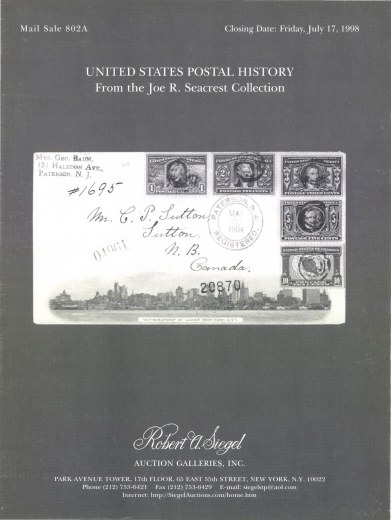 Catalog Cover Sale no. 802A — Siegel Auction Galleries