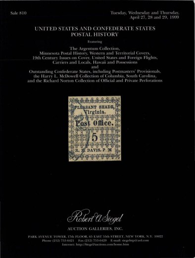 Catalog Cover Sale no. 810 — Siegel Auction Galleries
