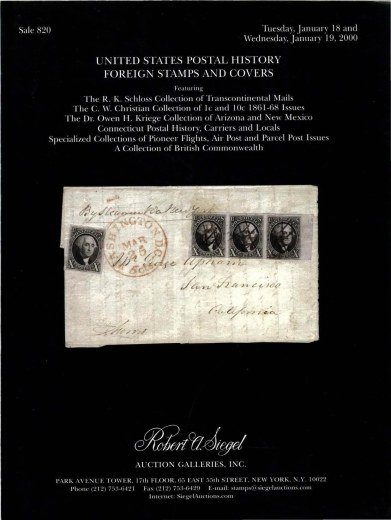 Catalog Cover Sale no. 820 — Siegel Auction Galleries